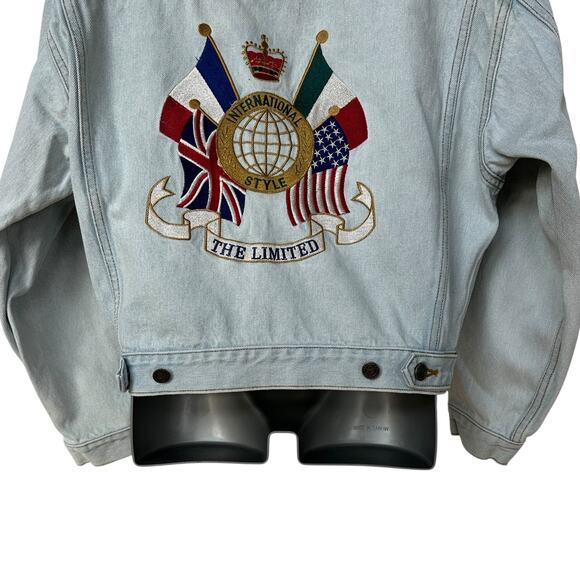 Vintage The Limited Jean Jacket International Embroidered Trucker Women's Large - Picture 9 of 11